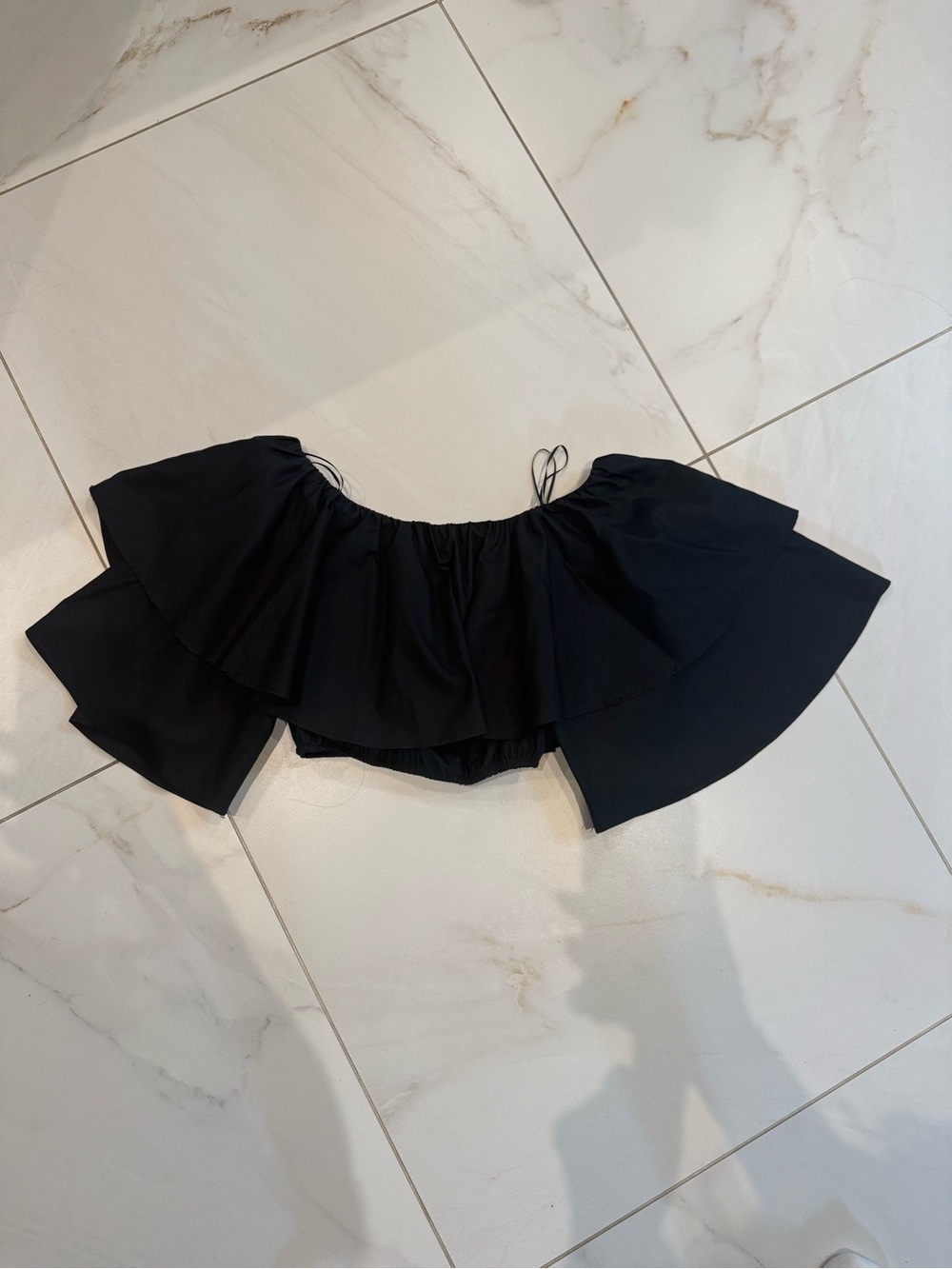 Black Ruffled Off-Shoulder Skirt